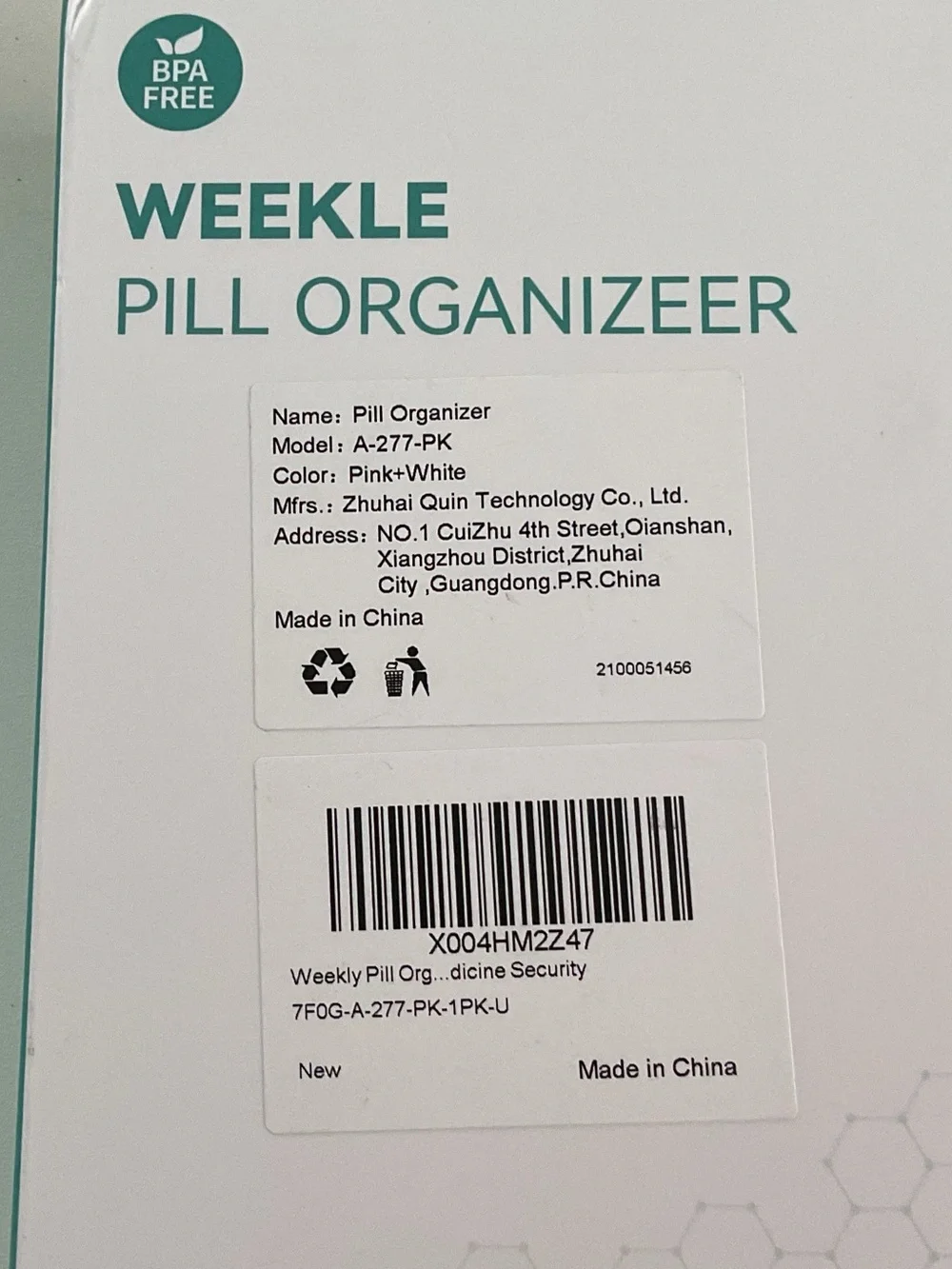 Pill Organizer 2 Times a Day - Large Capacity Weekly AM PM. NIB